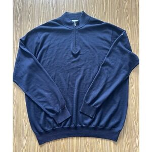 Peter Millar 1/4 Zip Pullover Sweater Size XXL Mens Golf Merino Wool Blend Blue